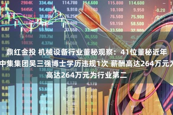 鼎红金投 机械设备行业董秘观察：41位董秘近年出现违规 中集集团吴三强博士学历违规1次 薪酬高达264万元为行业第二